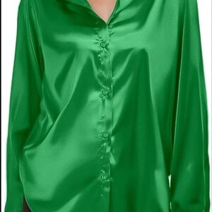 Zara Vibrant Green Satin Blouse